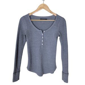 Abercrombie & Fitch Waffle Henley Grey Small Long Sleeve